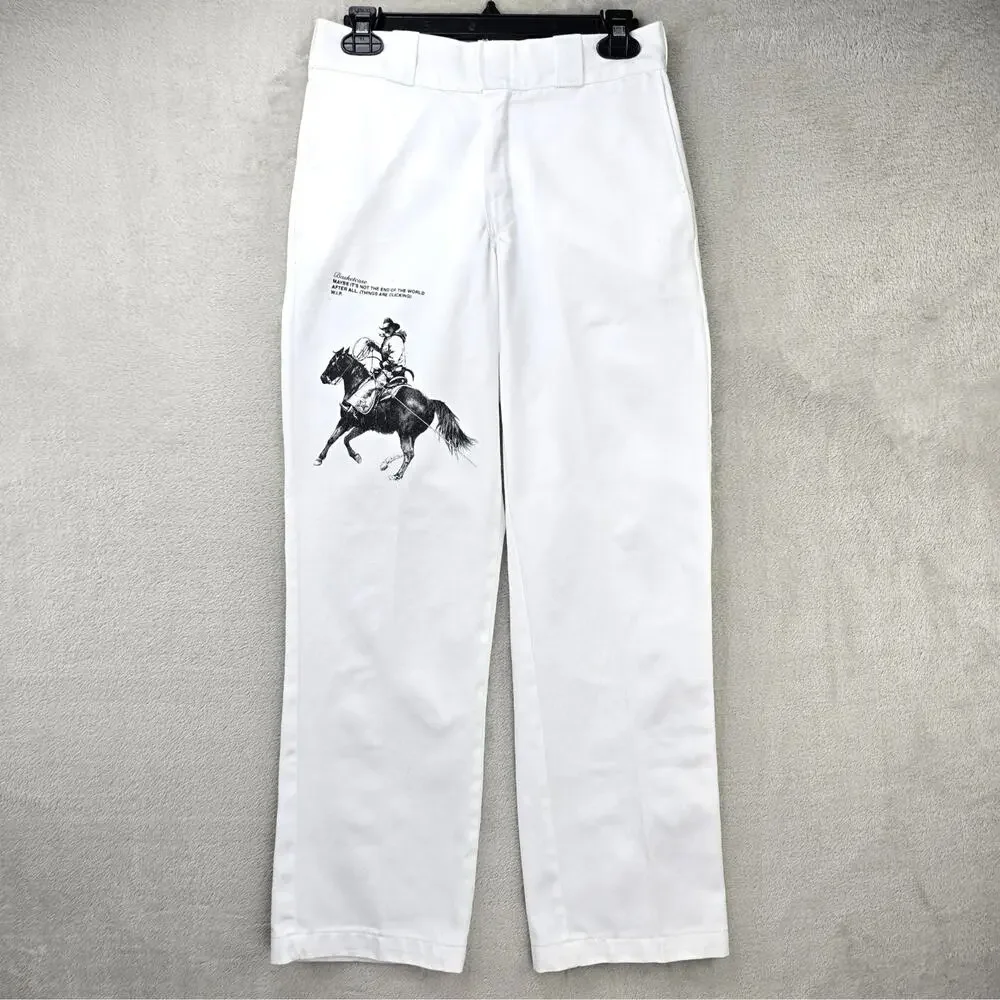 Dickies X Basketcase Gallery 874 Work Pants Mens 28x28 White Cowboy Horse